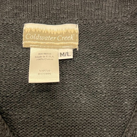 Coldwater Creek Vintage Heart Button Cardigan, USA, Cotton, Black, M/L - Picture 3 of 6